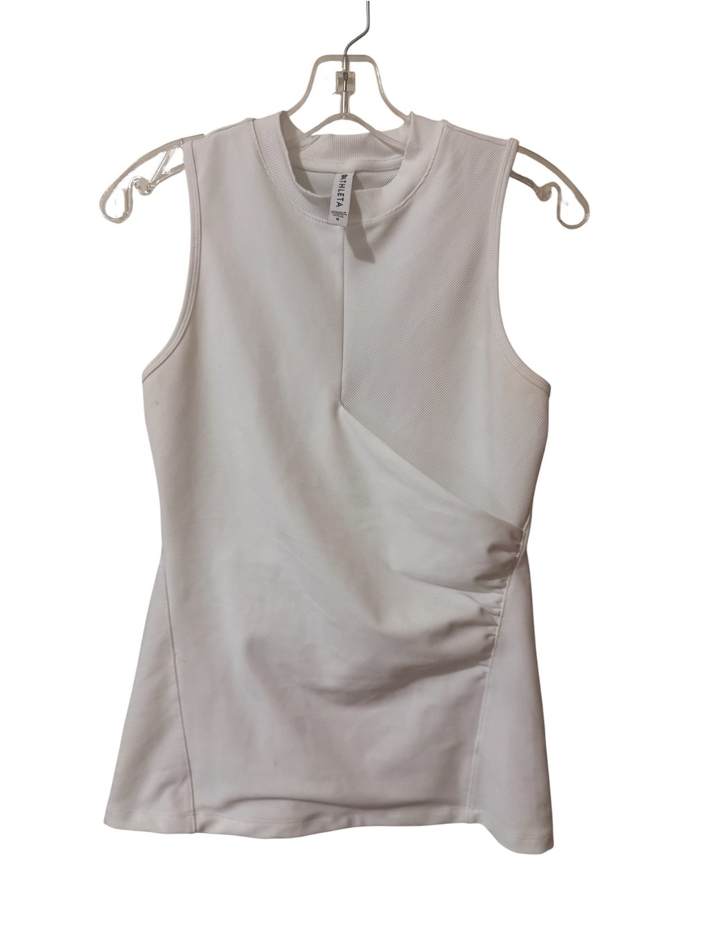 Athleta White Sleeveless Mock Neck Tank Top